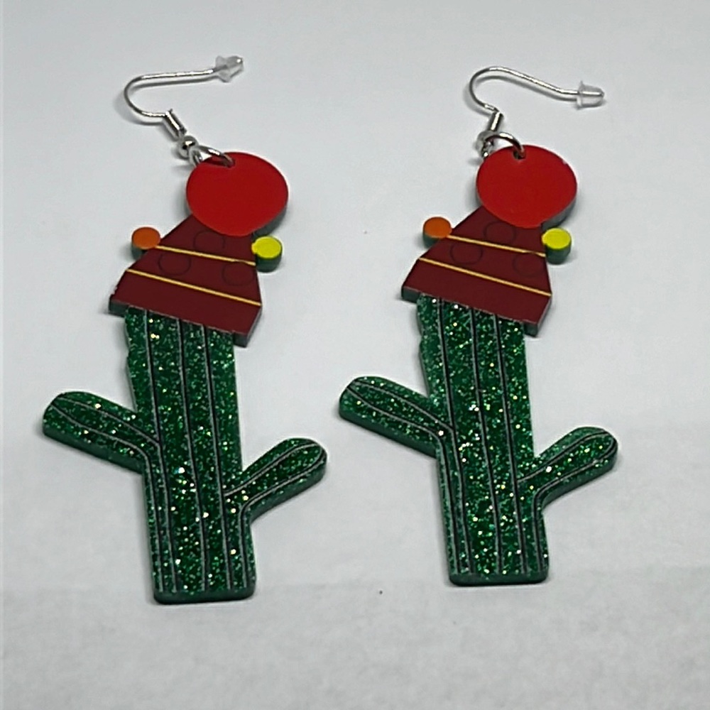 Earrings Cactus‎ Christmas Holiday